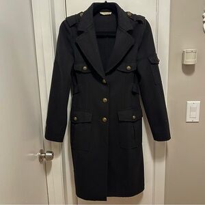 LALTRAMODA Italy Designer Wool Coat Military Jacket Distressed Black Womens 2